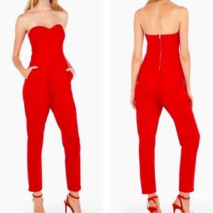 EXPRESS Red Strapless Jumpsuit